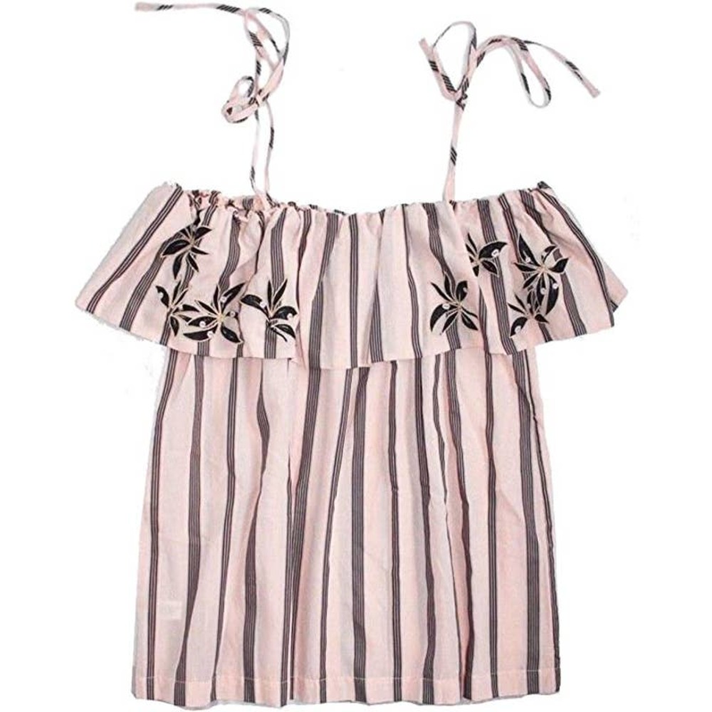 NWT Ann Taylor LOFT Orchid Striped off the Shoulder Top XL Pink Black